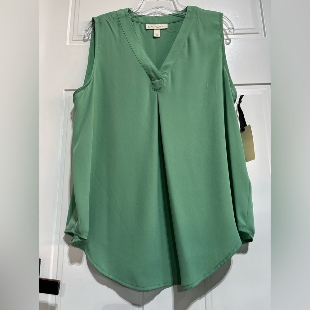 Emaline Shift Tank, V-neck lightweight,uneven hem,sleeveless,classic style